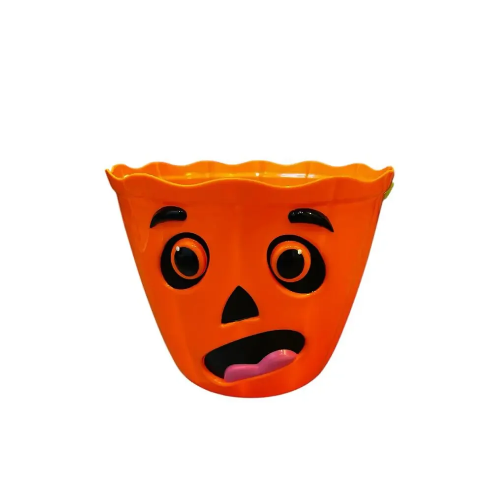 Vintage 2004 Cool Gear International Halloween Pumpkin Pail Candy Bowl 6.5” x 5”